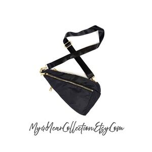 Coco + Carmen Black Nylon Sling Crossbody Belt Bag Gold Hardware